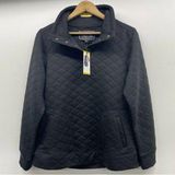 MODERN CANVAS~ BLACK QUILTED SNAP PULLOVER SWEATSHIRT medium Long Sleeve Photo 0