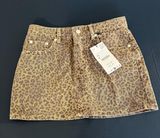 Mini Denim Cheetah Skirt Photo 0