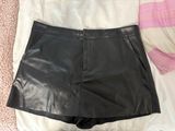Black Faux Leather Skort Photo 0