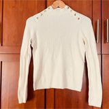 Sweater Mock Neck Rib Knit Off White Size XS Photo 0