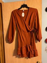 Nagoo Rust Colored Wrap Dress Photo 0