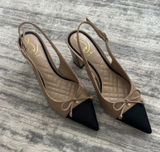 Sam Edelman Sling Back Heels: Black and Nude Patent Leather Photo 0
