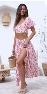 Two Piece Matching Maxi Skirt Set  Photo 0