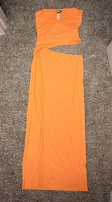 Hello Molly Orange Strapless Maxi Dress Photo 0