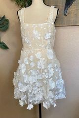 NWOT Lulus Divine Intentions White 3D Floral Embroidered Skater Dress Photo 0