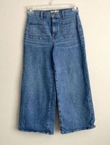 Wide Leg Crop Jeans Denim Light Wash Blue Womens Size 26 Pockets Photo 0
