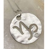 Sterling Silver 925 N Capricorn Diamond Accent Pendant 16'' Chain Necklace 2.8g Photo 0