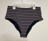 Aerie High Waisted Cheeky Bikini Bottoms Womens Sz Large L Pink White Blue Photo 0