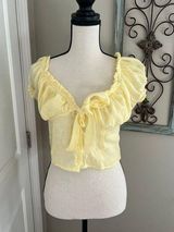 Love Tree Boho Peasant yellow crop top blouse/puff sleeves Photo 0