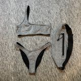 Triangl Silver Sparkle One Shoulder Bikini With Bag Photo 0