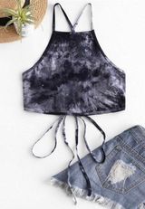 Zaful Lace Up Tie Dye Crop Top Photo 0
