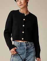 J. Crew Relaxed Emilie Sweater Lady Jacket White Black Cotton Knit S Photo 0