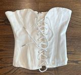 Huelley Rose White Denim Lace Up Corset Size Medium In Pristine Condition Photo 0