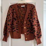 Double Zero Brown and Black Leopard Print Cardigan Photo 0