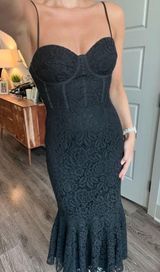 Found Your Love Black Lace Sleeveless Trumpet Midi Dress Photo 0