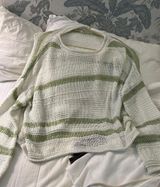 Newbury Kustom White And Green Striped Sweater Photo 0