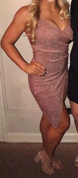 Mauve Sparkling Slit Dress Pink Photo 0