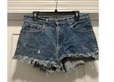 Levi's 505 Shorts Size 36 Women's Distressed Blue Cut-Off Booty Beach Summer Photo 0