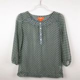Joe Fresh Printed Blouse Extra Small XS Green Photo 0
