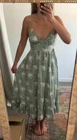 Sage Green Floral Midi Dress Photo 0