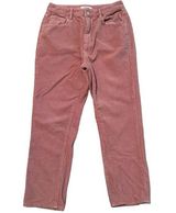 Women's High Rise Pink Hibiscus Corduroy Retro Mom Jeans Pants Size 29 Photo 0