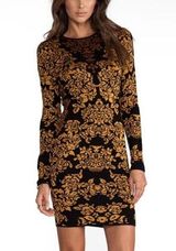 Torn by Ronny Kobo Mammie Bodycon Mini Dress in Floral Gold Combo Size Medium Photo 0