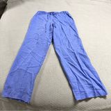 Luxury 100% Linen Pull Pn Chambray Blue Resort Wear Casual Pants 4 Photo 0