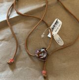 Free People Pink Cinatra Glass Heart Adjustable Choker Necklace Photo 0