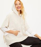 Loft Hoodie Poncho Cream V-neck Hooded Short Sleeve Sweater Size XS/S Photo 0
