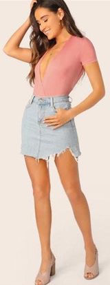 SheIn NWOT Deep V Bodysuit Photo 0