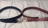 Stylish Black and Brown Faux Leather Belts with Gold Buckles Photo 0