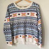 Maison Jules Heart Pullover Knitted Sweater Size Large Photo 0