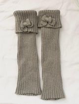 Unique 2000s Grey knit bow leg warmers tights socks Photo 0