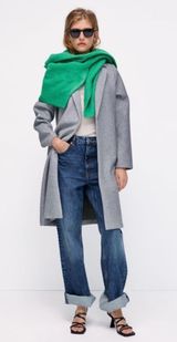 Women’s Gray Lapel Collar Long Sleeve Open Trench Coat Side Pockets Small Photo 0