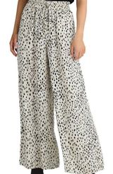 Micas Womens Wide Leg Leopard Print Pull On Elastic Waist Pants NWT - Large Photo 0