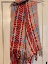 Aerie Plaid Fringe Scarf in Red and Blue Photo 0