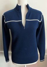 Vineyard Vines • Deep Bay Navy Blue Merino Wool Quarter Zip Sweater Photo 0