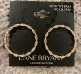 Lane Bryant Rose Gold & CZ Diamond Hoop Earrings Photo 0