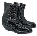 KHAITE Ankle Boots Patent Leather Black Crocodile Women’s Size IT 38.5 US 8.5 Photo 0