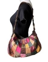 Lucky Brand Leather and Suede Patch Work Hobo Shoulder Bag Photo 0