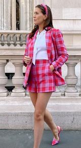 Ann Taylor Plaid High-Waist Shorts Photo 0