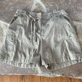 J.Jill  size 8 cotton cargo shorts tie waist olive army green chino casual comfy Photo 0