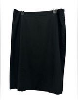 Lafayette 148 Virgin Wool Midi Skirt Size 14 Black Career Wear Professional Photo 0