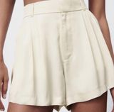 ZARA Tan Silk Pleated Shorts Photo 0