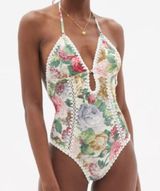Zimmermann Swimsuit Mae Crochet Edge Keyhole Backless White Multi 0 NWOT Photo 0