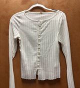 Free People White Button Down Blouse Long Sleeve Photo 0