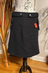 Club Monaco Epaulettes button detail Wool knee skirt A-line pencil fit Flare bodice zip side school girl costume winter Designer Luxury Photo 0