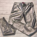Alice + Olivia silver metallic coated jeans size 6 Photo 0