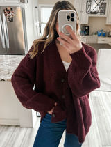 Old Navy Cozy Shaker Knit Cardigan Burgundy Size XXL Photo 0