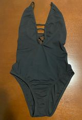 Lace Up Back Swimsuit Black Size 4 Photo 0